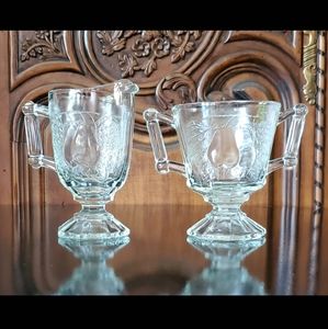Vntg "Baltimore Pear 🍐 Clear" Creamer & Open Sugar by Jeannette